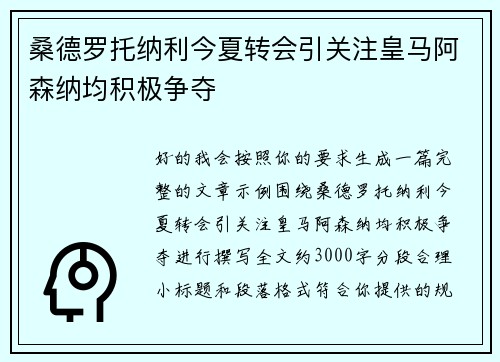 桑德罗托纳利今夏转会引关注皇马阿森纳均积极争夺 桑德罗托纳利今夏转会引关注皇马阿森纳均积极争夺